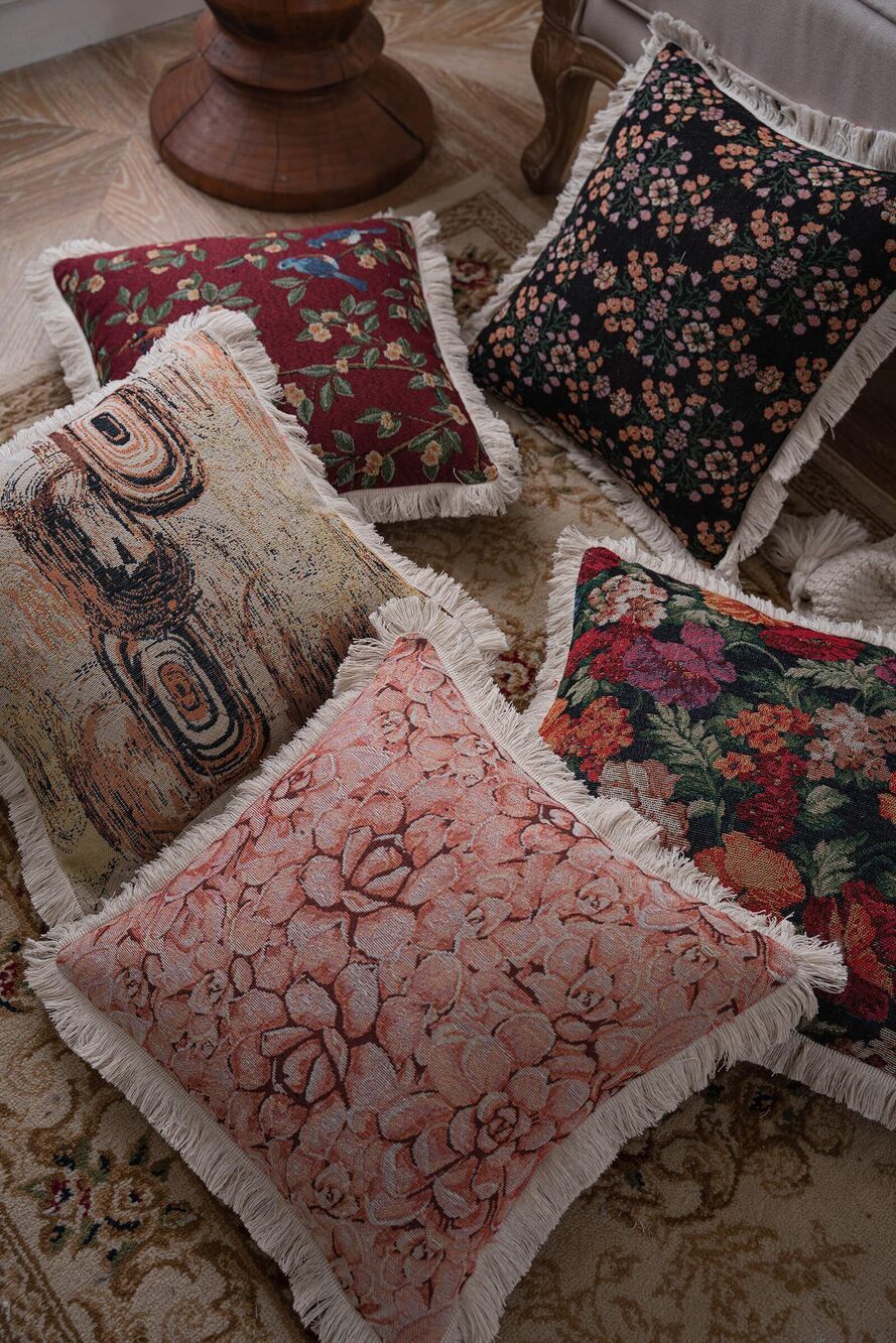 7810 Boho Jacquard Decorative Throw Pillow Covers with Tassels 18x18 Inch - Picture 5 of 7